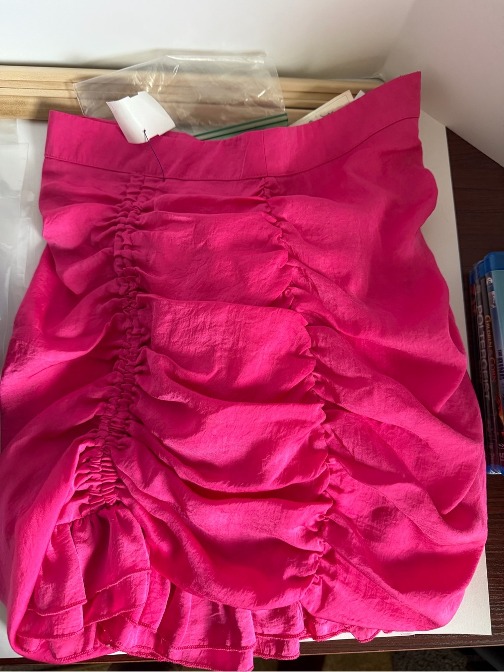 Pink Ruffled Ruched Mini Skirt - Picture 3 of 5